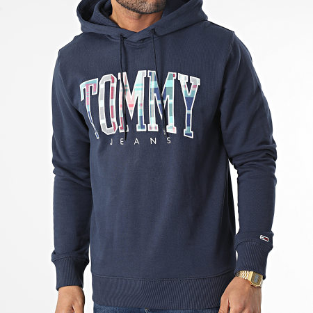 Tommy Jeans - Sweat Capuche Regular Tartan Tommy 5696 Bleu Marine