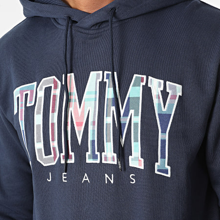 Tommy Jeans - Sweat Capuche Regular Tartan Tommy 5696 Bleu Marine