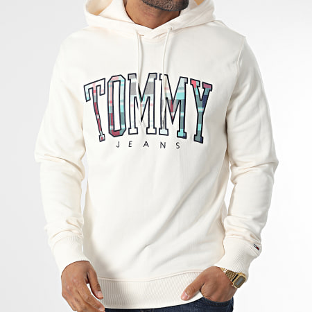 Tommy Jeans - Tommy 5696 Felpa con cappuccio beige regular tartan