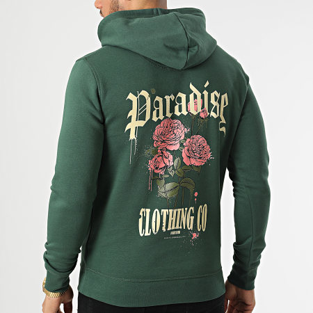 Luxury Lovers - Sweat Capuche Paradise Roses Clothing Vert