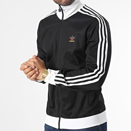 Adidas Originals - FB Nations Chaqueta con cremallera a rayas HK7408 Negro Blanco