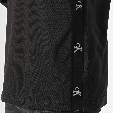 Calvin Klein - Polo a manica lunga Jacquard Logo 2450 Nero