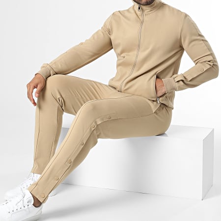 Frilivin - Set giacca con zip e pantaloni da jogging Sand