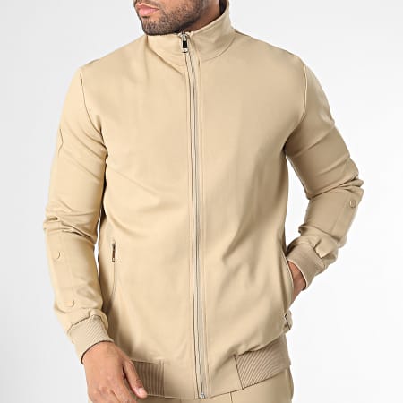 Frilivin - Conjunto de chaqueta con cremallera y pantalón de chándal Sand