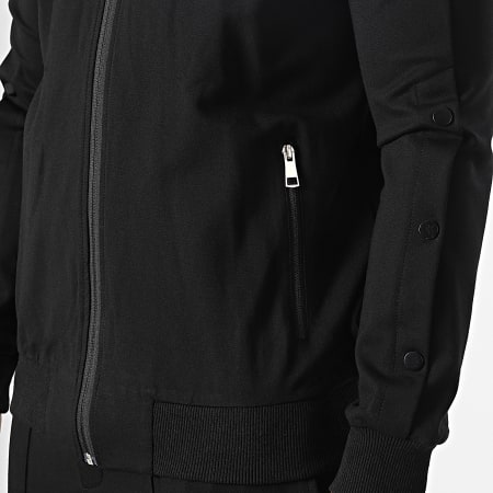 Frilivin - Conjunto de chaqueta negra con cremallera y pantalón de chándal
