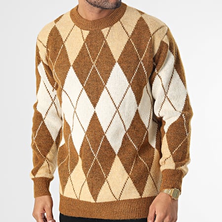Pull à Carreaux Pour Femme - Col En V Et Coupe Droite - En Laine Douce Et Extensible