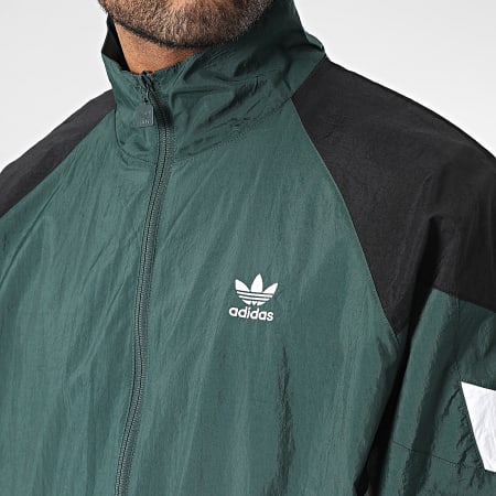 Adidas Originals - Veste Zippée A Bandes Woven HK7321 Vert Noir