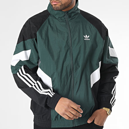 Adidas Originals - Chaqueta de rayas tejidas con cremallera HK7321 Verde Negro