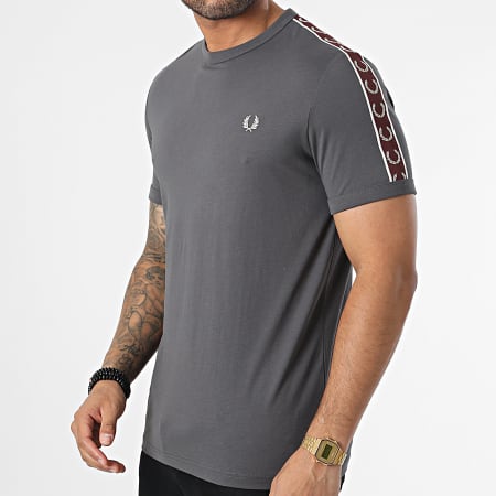 Fred Perry - Tee Shirt A Bandes Contrast Tape Gris