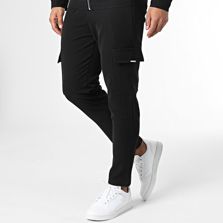 Frilivin - Set giacca con zip e pantaloni cargo neri