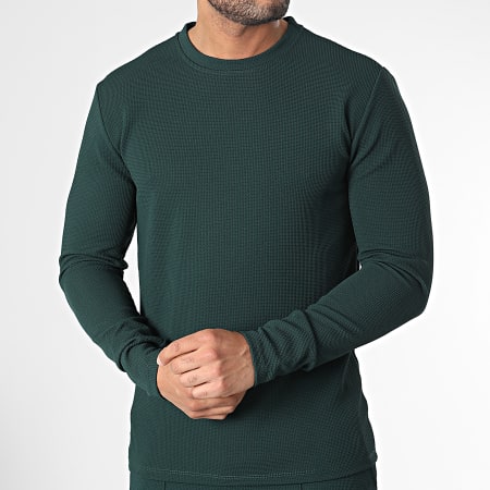 Frilivin - Conjunto de camiseta de manga larga y pantalón de chándal verde