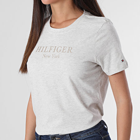 Tommy Hilfiger - Camiseta de mujer Regular Foil Camiseta 7194 Heather Grey