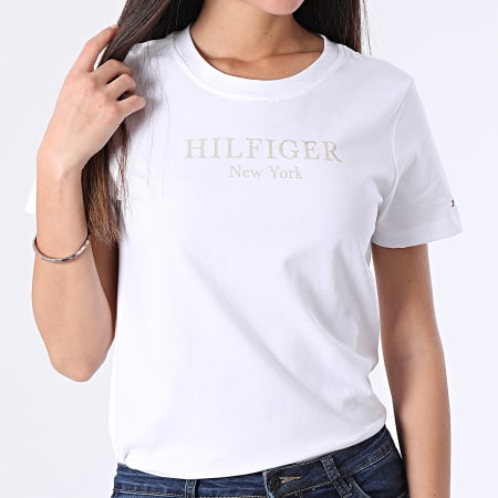 Tommy Hilfiger - Tee Shirt Femme Regular Foil 7194 Blanc