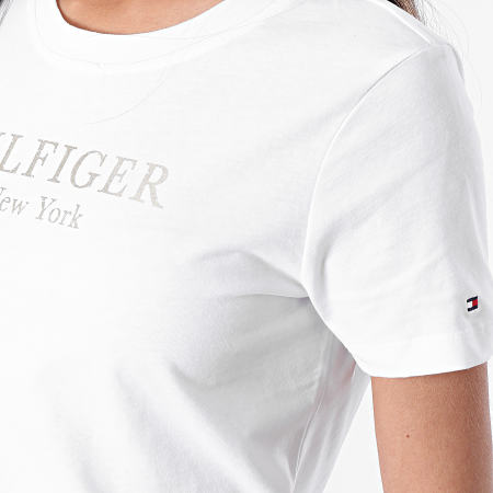 Tommy Hilfiger - Camiseta de mujer Regular Foil Camiseta 7194 Blanco