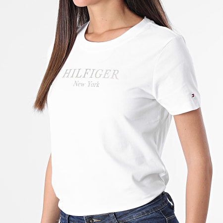 Tommy Hilfiger - Camiseta de mujer Regular Foil Camiseta 7194 Blanco