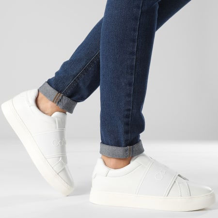 Calvin Klein - Zapatillas para mujer Cupsole Slip On 1352 Bright White