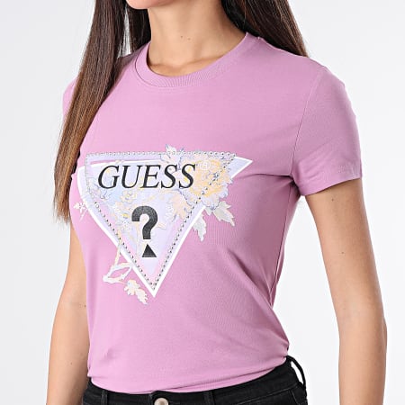 T-shirt Guess Blanc Avec Strass – Taille M – Manches Courtes Col V – Excellent état Occasion