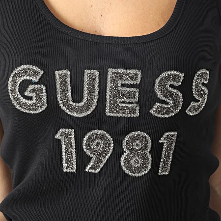 Guess - Camiseta de tirantes para mujer W3RP07-K1814 Black Rhinestone