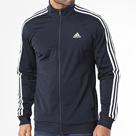 Adidas Sportswear - Giacca con zip a 3 strisce blu navy H46100