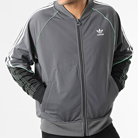 Adidas Originals - SST HI3002 Chaqueta gris a rayas con cremallera