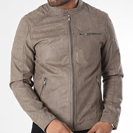 Jack And Jones - Giacca con zip Rocky Suede Beige Taupe