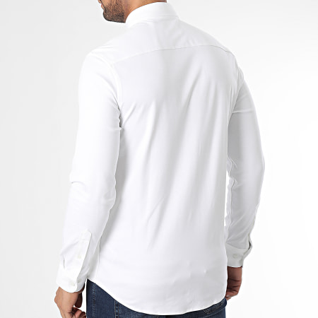 Calvin Klein - Camisa Manga Larga Algodón Liso Slim 0858 Blanco