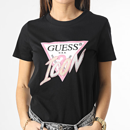 Guess - Camiseta de mujer W3RI12-I3Z14 Negra
