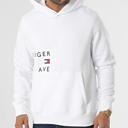 Tommy Hilfiger - Sudadera con capucha Off Placement Text 9303 Blanco