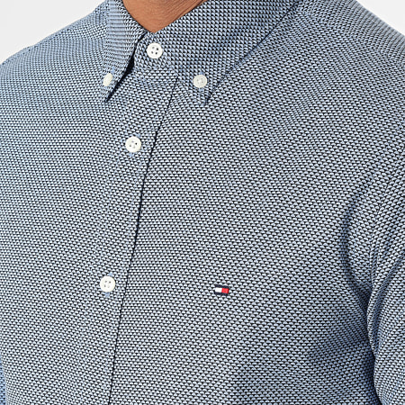 Tommy Hilfiger - Camicia Oxford a maniche lunghe con stampa mini 9153 Azzurro