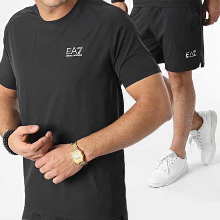 EA7 Emporio Armani - Set di maglietta e pantaloncini da jogging 8NPV03-PNDDZ Nero Argento