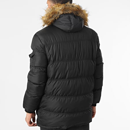 Geographical Norway - Bravici Abrigo de piel negro con capucha