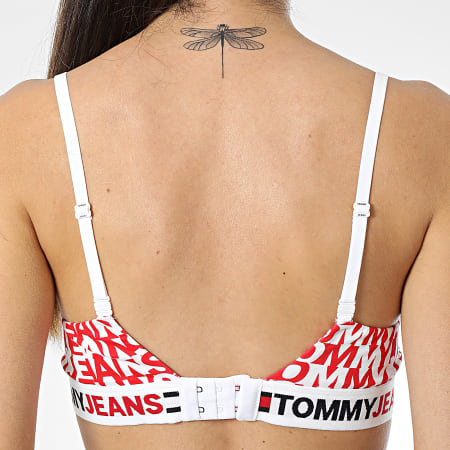 Tommy Jeans - Soutien-Gorge Femme Lightly Lined Bralette Print 3863 Blanc Rouge
