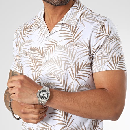 LBO - Camicia a maniche corte con stampa tropicale 2840 Bianco Beige