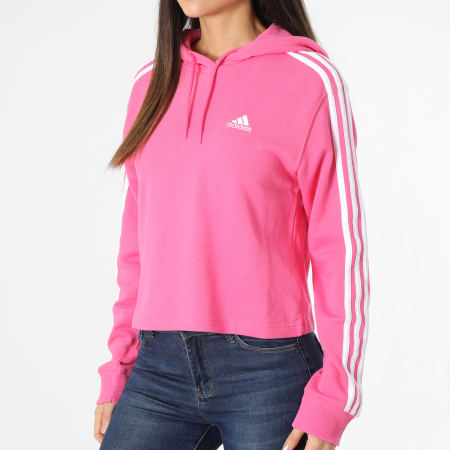 Adidas Sportswear - Felpa con cappuccio 3 strisce da donna IC9911 Rosa