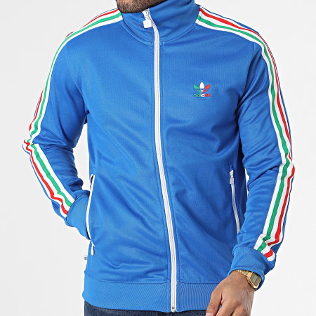 Adidas Originals - Beckenbauer HK7411 Chaqueta azul claro a rayas con cremallera
