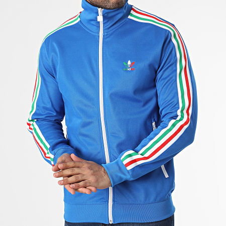Adidas Originals - Beckenbauer HK7411 Chaqueta azul claro a rayas con cremallera
