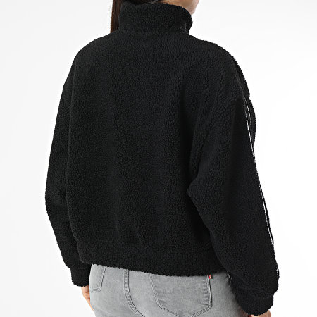 Adidas Originals - Sudadera con cuello de cremallera de rayas de piel para mujer HM2128 Negro