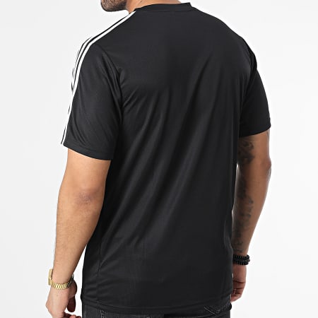 Adidas Sportswear - Maglietta con strisce Train Essentials Base 3 Stripes IB8150 Nero
