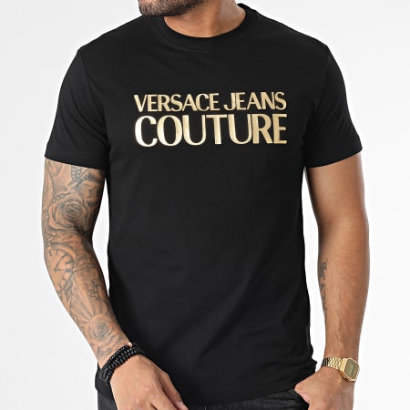 Versace Jeans Couture - Tee Shirt 74GAHT01-CJ00T Noir Doré