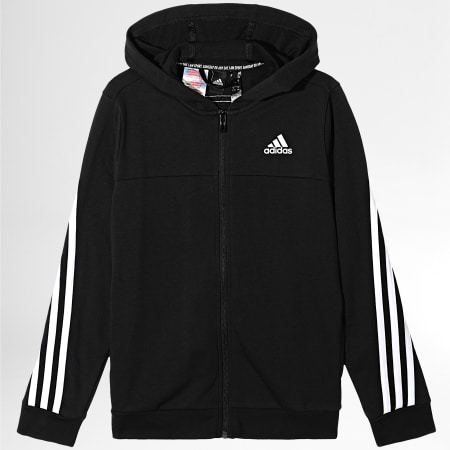 Adidas Sportswear - HM2147 Tuta da ginnastica per bambini in cotone nero con strisce