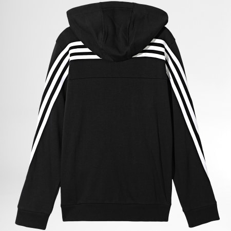 Adidas Sportswear - HM2147 Tuta da ginnastica per bambini in cotone nero con strisce