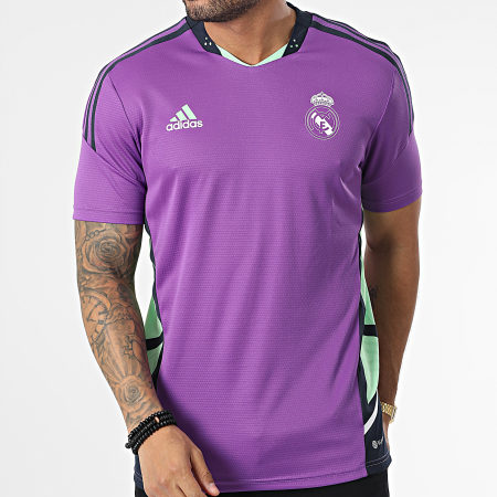 Adidas Performance - Real Madrid HT8794 Camiseta de fútbol a rayas moradas
