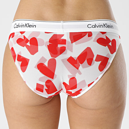 Calvin Klein - Culotte Femme QF7017E Blanc Rouge