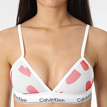 Calvin Klein - Reggiseni donna a triangolo foderato leggero QF7016E Bianco Rosso