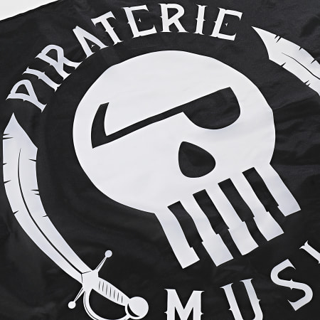 Piraterie Music - Drapeau Logo Flag Noir Blanc