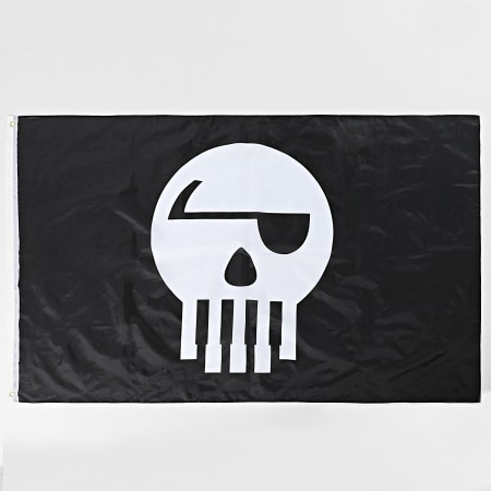 Piraterie Music - Drapeau Logo Noir Blanc