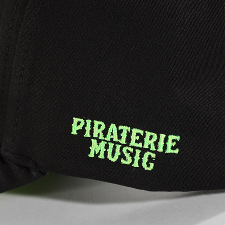 Piraterie Music - Casquette Classic Logo Noir Vert Fluo