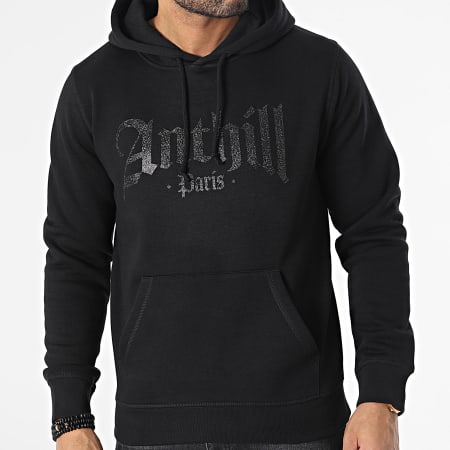 Anthill - Sudadera gótica con capucha y purpurina negra