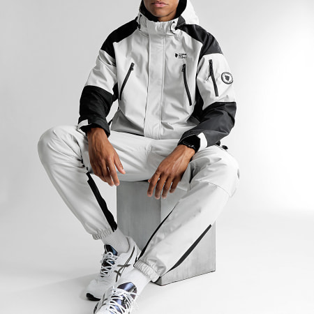 Set Da Corsa Uomo 4 Pezzi - Tuta Da Ginnastica Con Maglia Manica Lunga E Corta, Pantaloncini E Leggings Compressione, Grigio, Large