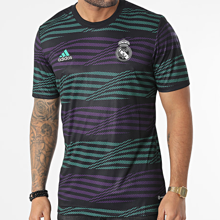Adidas Performance - Real Madrid HT8799 Negro Morado Verde Rayas Camiseta